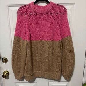Demylee Pink Brown Wool Mohair Blend Sweater Size Small
